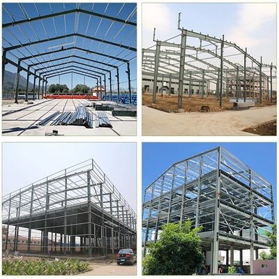 Taller de estructuras industriales de acero con rodilleras de acero en ángulo y acabado de vela PVDF
