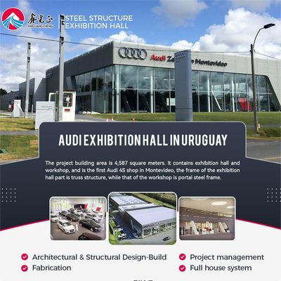 Salón de exposiciones de acero galvanizado Edificios prefabricados industriales a prueba de fuego