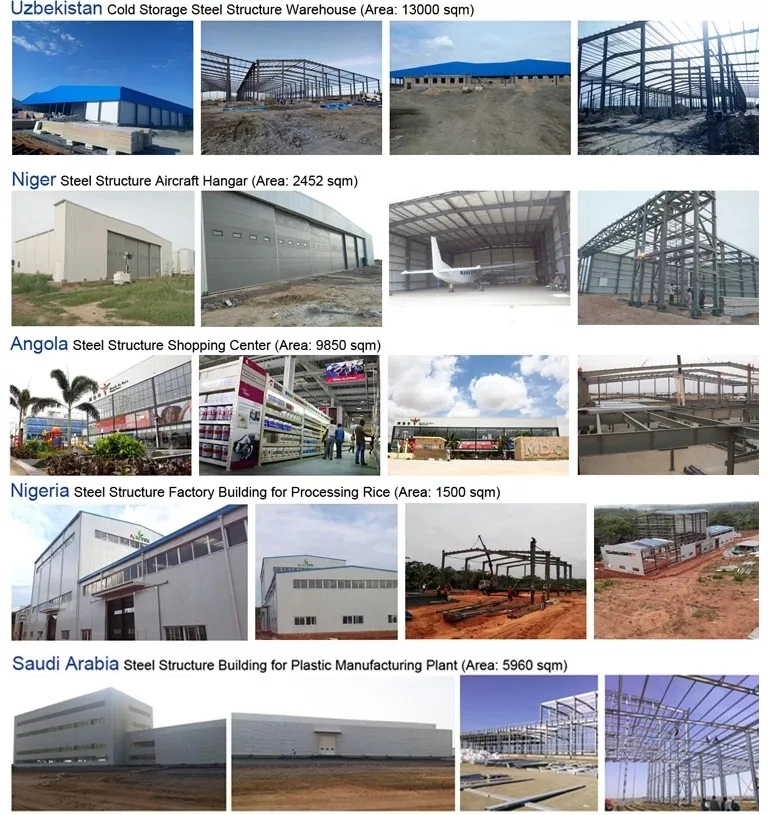 Edificios de metal galvanizado Taller Estructura de acero Certificado ISO 7