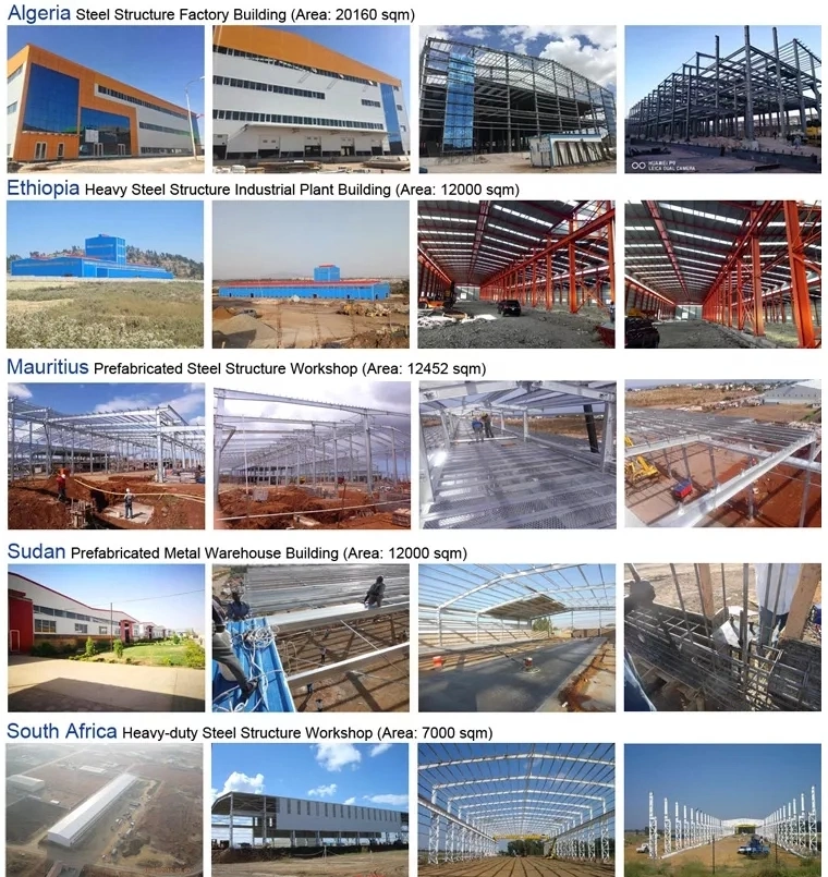 Edificios de metal galvanizado Taller Estructura de acero Certificado ISO 8